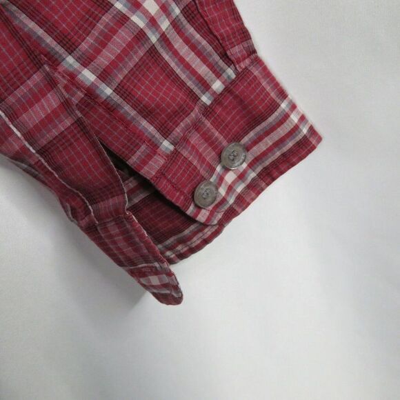 Salty Red Gray Plaid Shirt Mens Large  LS Button Cotton Blend - Picture 6 of 11